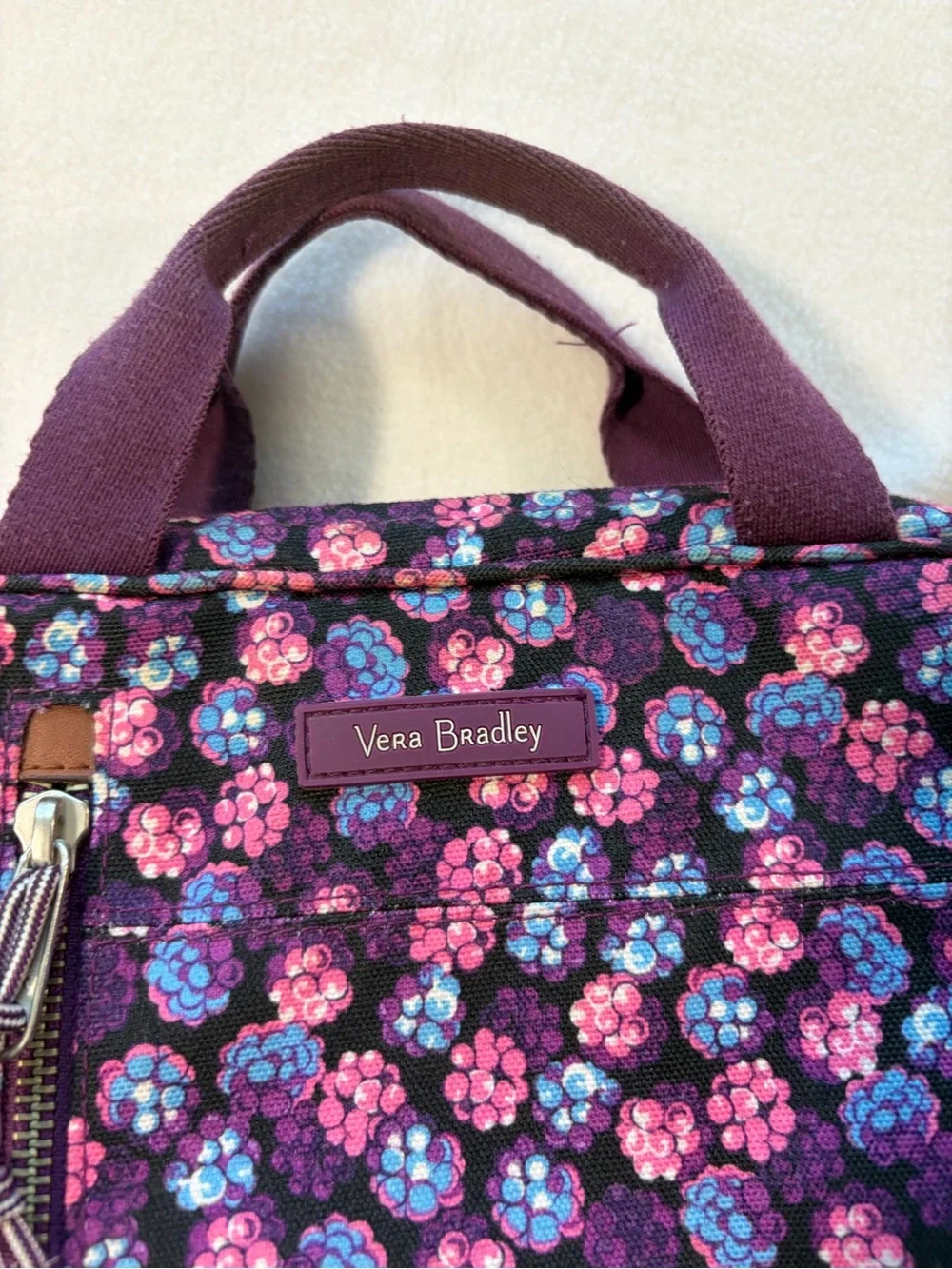 Vera Bradley‎ Purple Floral Quilted Carryall/ lunchbox
